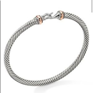 DY silver & 18k Rose Gold 4mm classic cable cuff